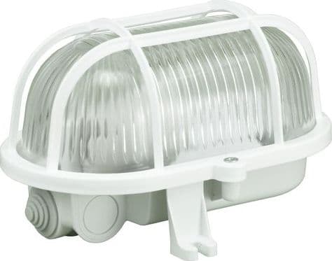 Pawbol Kanalarmatur OWAL 60W E27 med plastnett IP44 hvit D.3151 - D.3151