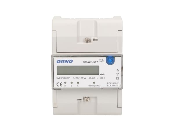 ORNO OR-WE-507, Elektroninen, Pistokekytkentä, Tehontuotto, Valkoinen, kWh, LCD