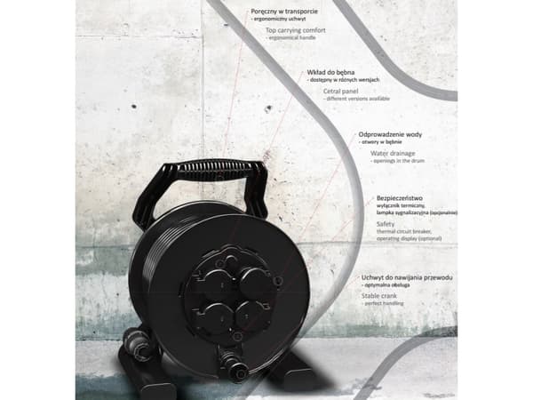 PCE Single-phase extension cord on a XREEL 40m reel H05RR-F 3x1,5 (OW) 92501T48173