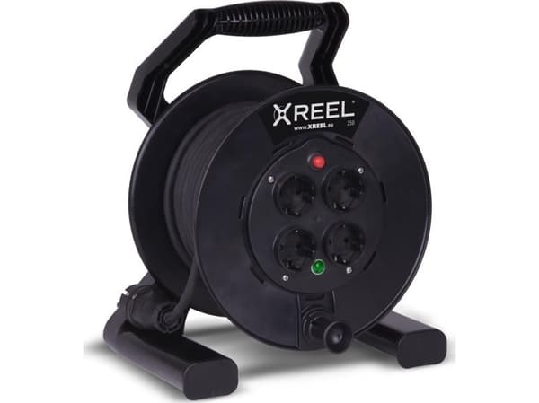 Förlängningskabel XREEL 4x2P+Z 25mb OW 3x1,5 rulle IP20 svartPCE POLAND