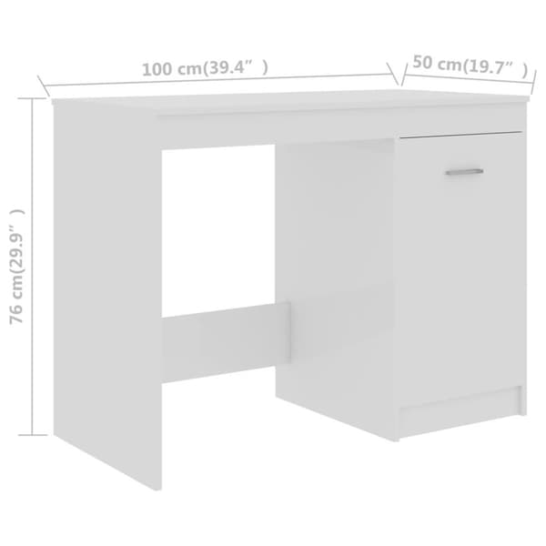 vidaXL skrivebord 100x50x76 cm spånplade hvid højglans