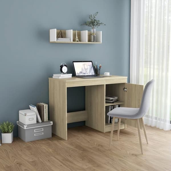 vidaXL skrivebord 100x50x76 cm spånplade sonoma-eg