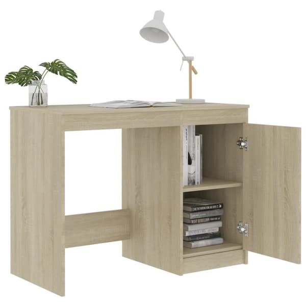 vidaXL skrivebord 100x50x76 cm spånplade sonoma-eg
