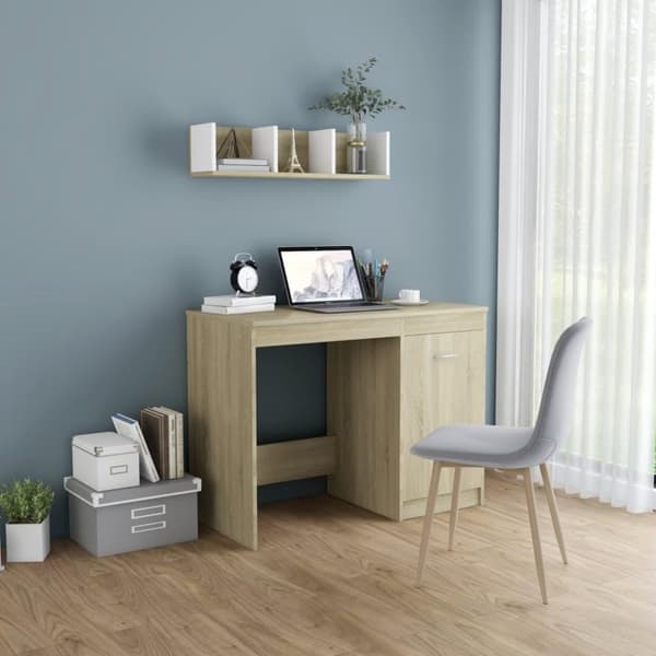 vidaXL skrivebord 100x50x76 cm spånplade sonoma-eg