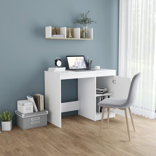 vidaXL Skrivebord hvit 100x50x76 cm sponplate