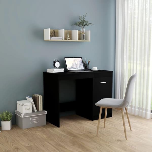 vidaXL Skrivbord svart 100x50x76 cm spånskiva