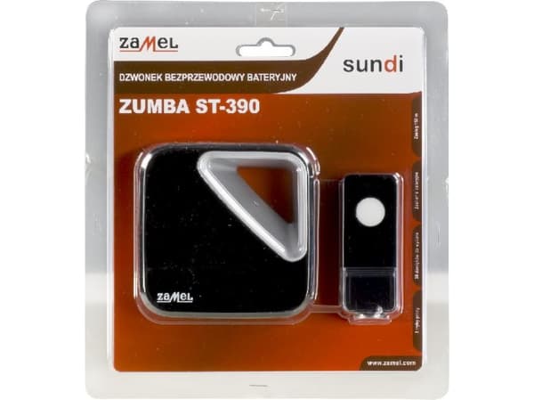 Trådlös batteridriven ringklocka ZUMBA 80dB 36 toner räckvidd 150 meter svart ST-390 SUN10000422