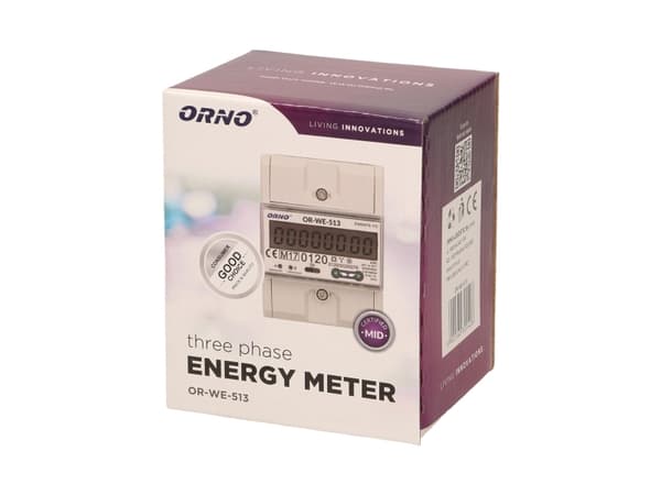 ORNO OR-WE-513, Elektronisk, Plug-in, Strømudgang, kWt, Zgodnosc z MID (2014/32/EU), 230 - 400 V