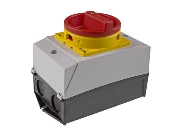 Eaton T0-2-1/I1/SVB, Toggle switch, 3P, Röd, Vit, Gul, IP65, 80 mm, 110 mm