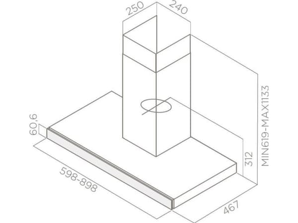 Elica PRF0104626, 581 m³/t, Led, 69 dB, 51 dB, 69 dB, Veggmontert