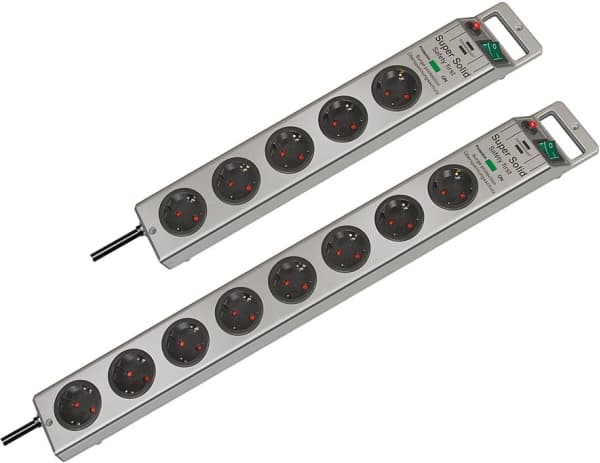 brennenstuhl Super-Solid Line - Överspänningsskydd - utgångskontakter: 8 - silver