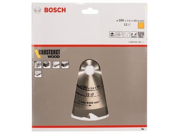 Bosch RUNDSAVKL CONSTRUCT 12T Ø190X2,6X20/16MM