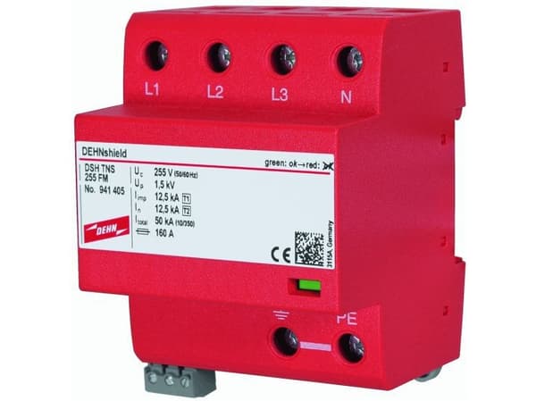 Ylijännitesuoja B+C Tyyppi 1+2 4P 12,5kA/50kA 1,5kV DEHNshield TNS 255 FM 941405 FM 941405