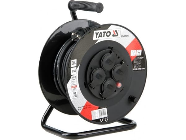 Yato YT-81053, Svart, Polyvinylklorid (PVC), 4 AC-utgångar, Typ E, Typ E, Rak