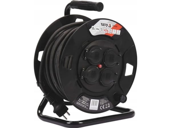Yato YT-81053, Svart, Polyvinylklorid (PVC), 4 AC-utgångar, Typ E, Typ E, Rak