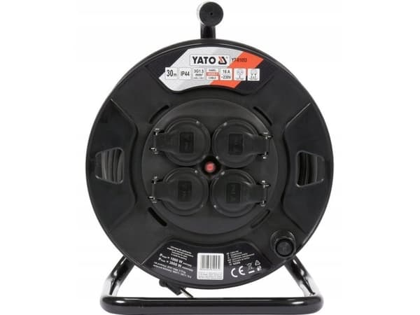 Yato YT-81053, Svart, Polyvinylklorid (PVC), 4 AC-utgångar, Typ E, Typ E, Rak