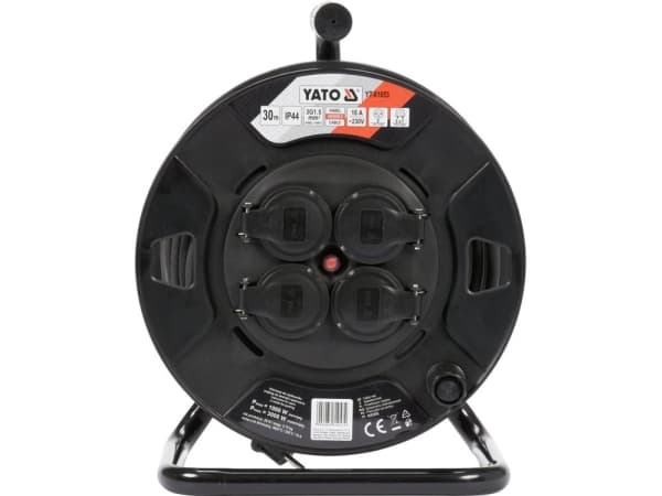 Yato YT-81053, Svart, Polyvinylklorid (PVC), 4 AC-utgångar, Typ E, Typ E, Rak