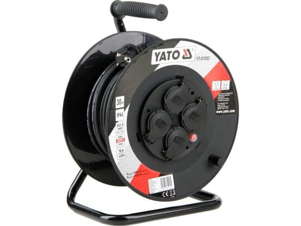Yato YT-81053, Svart, Polyvinylklorid (PVC), 4 AC-utgångar, Typ E, Typ E, Rak