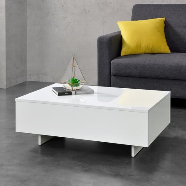 Soffbord Braunschweig 85x55x31cm vit högglans [en.casa]