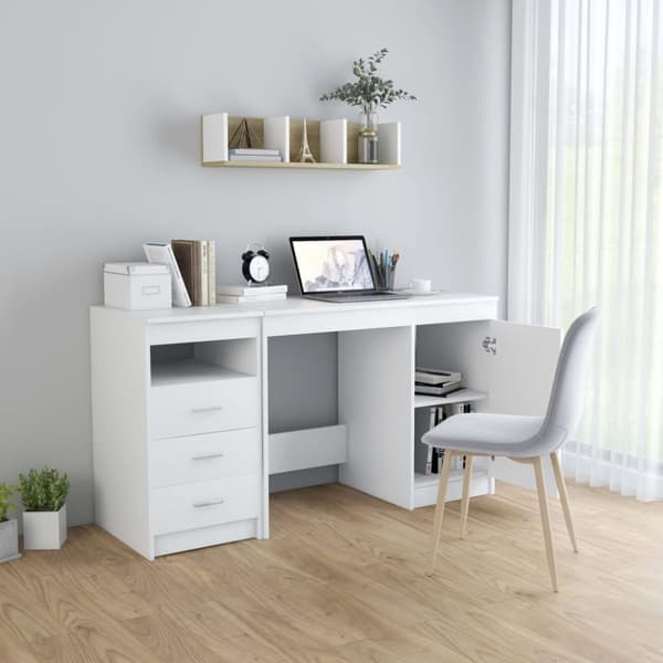 vidaXL Skrivebord hvit 140x50x76 cm sponplate