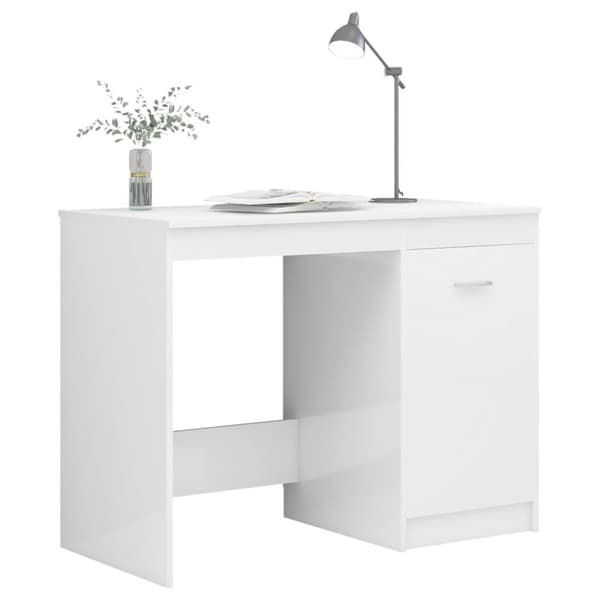 vidaXL Skrivebord høyglans hvit 140x50x76 cm sponplate