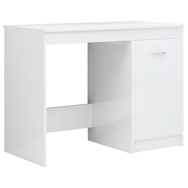 vidaXL Skrivebord høyglans hvit 140x50x76 cm sponplate