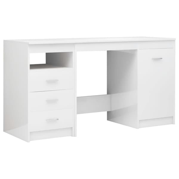 vidaXL Skrivebord høyglans hvit 140x50x76 cm sponplate