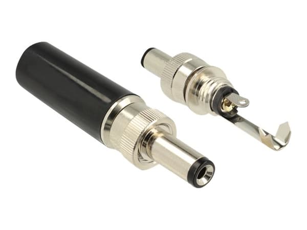 Delock - Strøm-konnektor - DC-jackstik 5,5 mm x 12 mm (ID: 2,1 mm) (han) - 18 V - 2 A