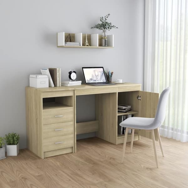 vidaXL Työpöytä Sonoma-tammi 140x50x76 cm lastulevy