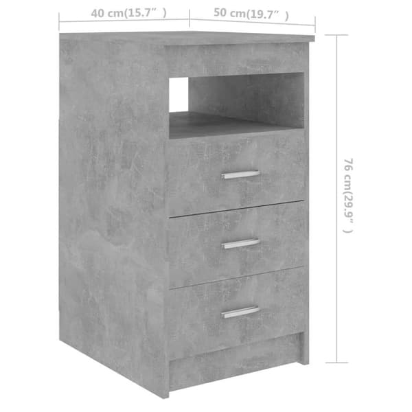 vidaXL Skrivebord betonggrå 140x50x76 cm sponplate