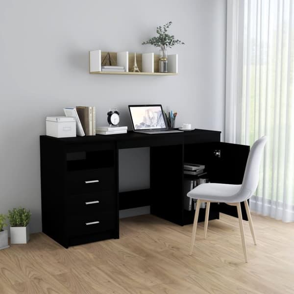 vidaXL Skrivebord svart 140x50x76 cm sponplate