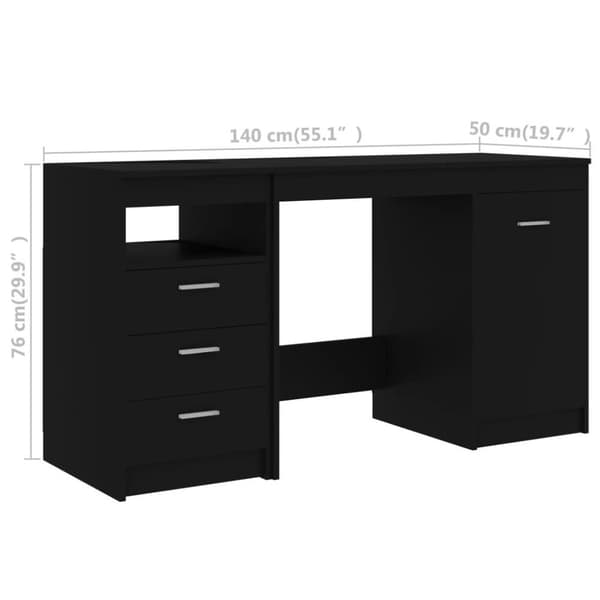 vidaXL Työpöytä musta 140x50x76 cm lastulevy