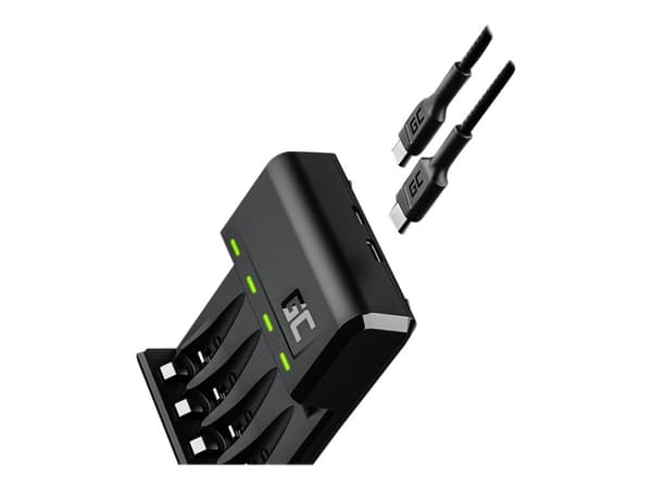 Green Cell VitalCharger - Batterilader - 4 x batterier lader - 0.5 watt - 1.2 A - svart Sort