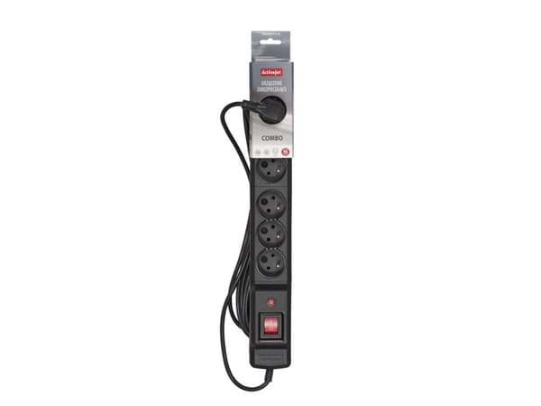 Activejet ACJ COMBO 6GN 10M, 10 m, 6 AC-utgångar, inomhus, Typ E (FR), Typ E, Plast