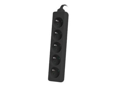 Lanberg - pistorasia - 2500 Watt - tulo: IEC 60320 C14 - lähtöliittimet: 5 (5 x power CEE 7/5) - 1 m johto - musta