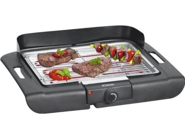 Bomann BQ 2243 CB, 2000 W, Grilli, Sähkö, Pöydän pinta, Ritilä, Musta