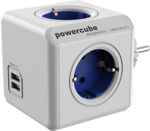 Allocacoc PowerCube original usb - Kraftdistributionsenhet - AC 250 V - utgångskontakter: 4 (2 x USB, 4 x power Type E) - Frankrike - koboltblå