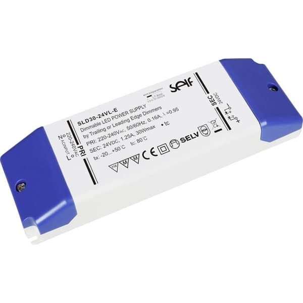 Self Electronics SLD30-24VL-E LED transformator, LED driver Konstantspänning 30 W 1.25 A 24 V/DC Montering på brandfarl