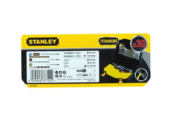Stanley STA7183-XJ, Drill, Drill bit set, Murverk, Metall, Tre, 3/4/5/6/8 mm, 1,5/2/2,5/3/3,5/4/5/6 mm, 5/6/7/8 mm