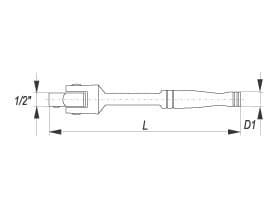 Yato YT-1241, Enstaka artikel, Flexibelt handtag, Kromvanadiumstål, 1/2", Krom, 366 mm