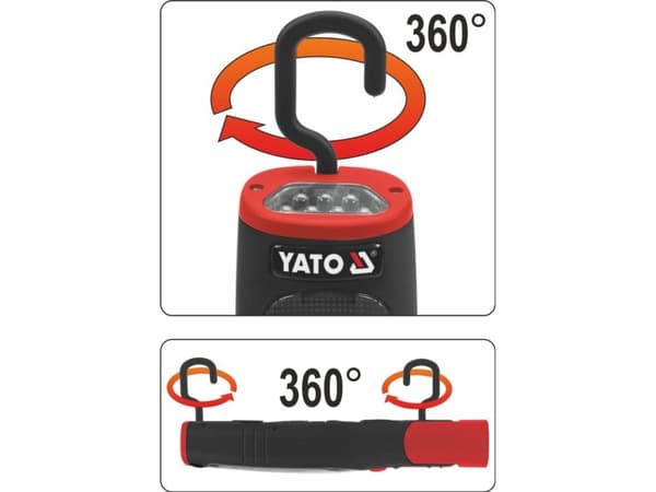 Yato YT-08507, LED, 140,3 lm, Musta, Punainen, IP20, Akku, Litiumioni (Li-Ion)
