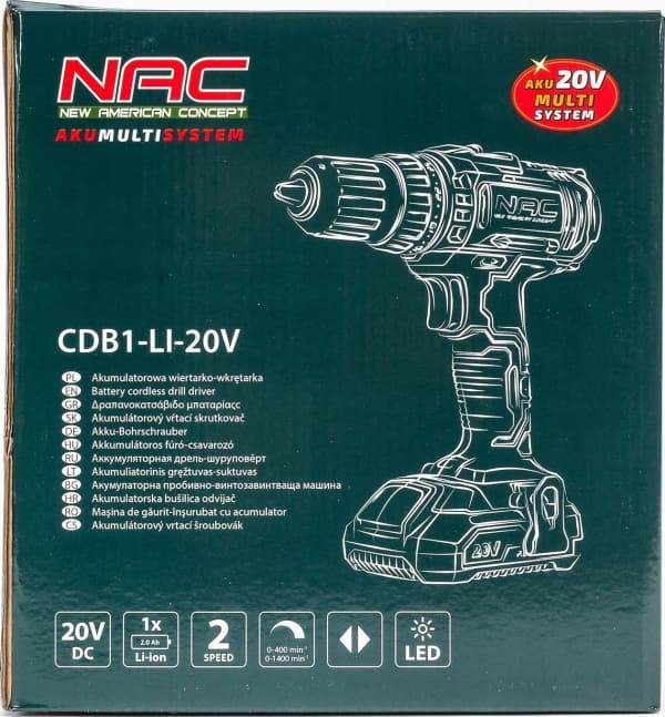 NAC 20V 1x2.0Ah CDB1-LI-20V borr-/skruvdragare