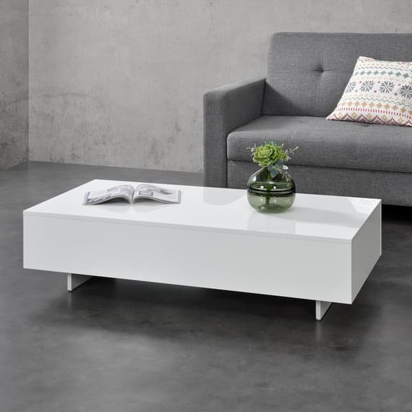 Soffbord Braunschweig 115x55x31cm högglans vit [en.casa]