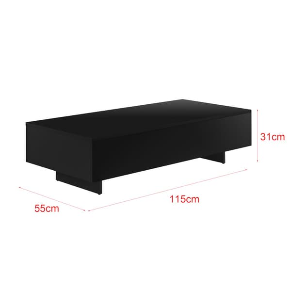 [en.casa] ® Sofabord Braunschweig-115x55x31cm-sort, højglans-melaminovertrukket spånplade - 15 mm