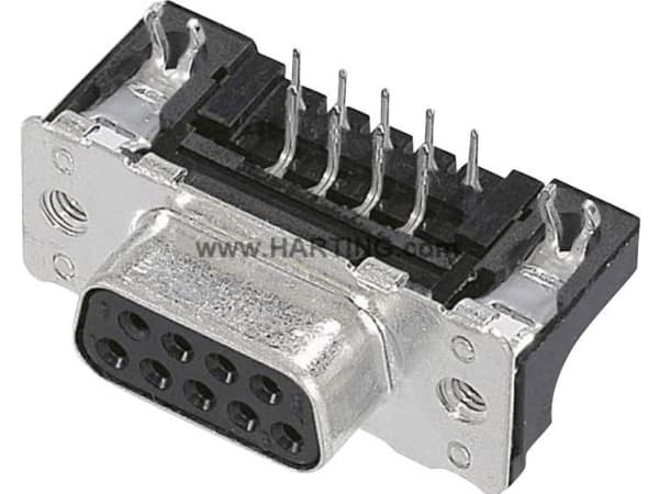 Harting 09 66 252 6615, D-Sub 2, Musta, Metallinen, Polybutyleenitereftalaatti (PBT), Terästä, Kestomuovinen hartsi, Kupariseos, 10 mO, 1000 V