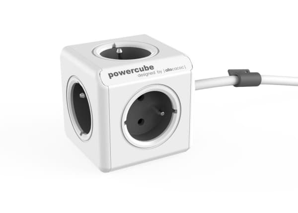 Allocacoc PowerCube Extended Type E, 1,5 m, Sisätila, Tyyppi E, Harmaa, CE, KEMA FR, 5 AC-pistorasia(a)