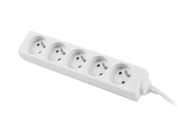 Lanberg - Effektband - 2500 Watt - ingång: power CEE 7/7 - utgångskontakter: 5 (5 x ström CEE 7/5) - 1.5 m sladd - vit