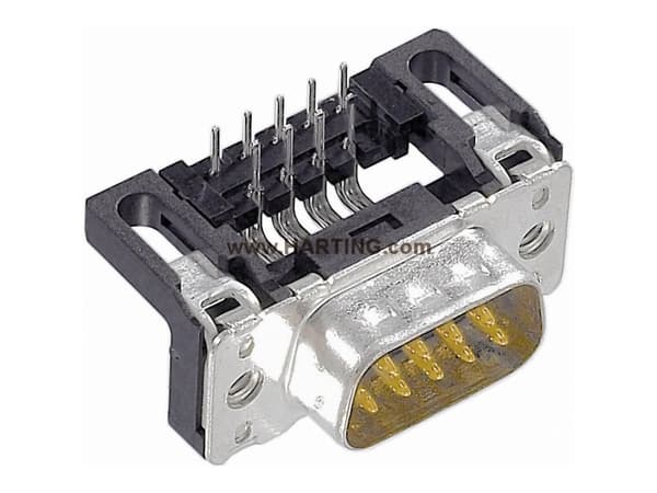 Harting 09 65 162 6813, D-Sub 1, Svart, Metallisk, Polybutylentereftalat (PBT), Stål, Termoplastisk harts, Kopparlegering, 10 mO, 1000 V