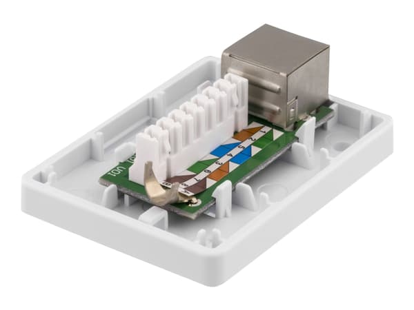 DELTACO VR-220 - Ytmonterat uttag - bordsmontering - CAT 6a - FTP - RJ-45 - vit