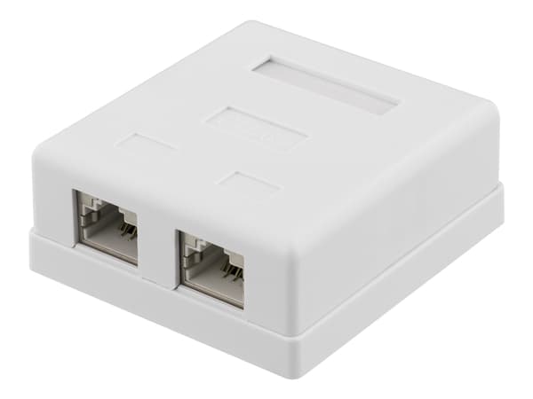 DELTACO VR-221 - Liitin pinta-asennukseen - pinta-asennus - CAT 6a - FTP - RJ-45 X 2 - valkoinen